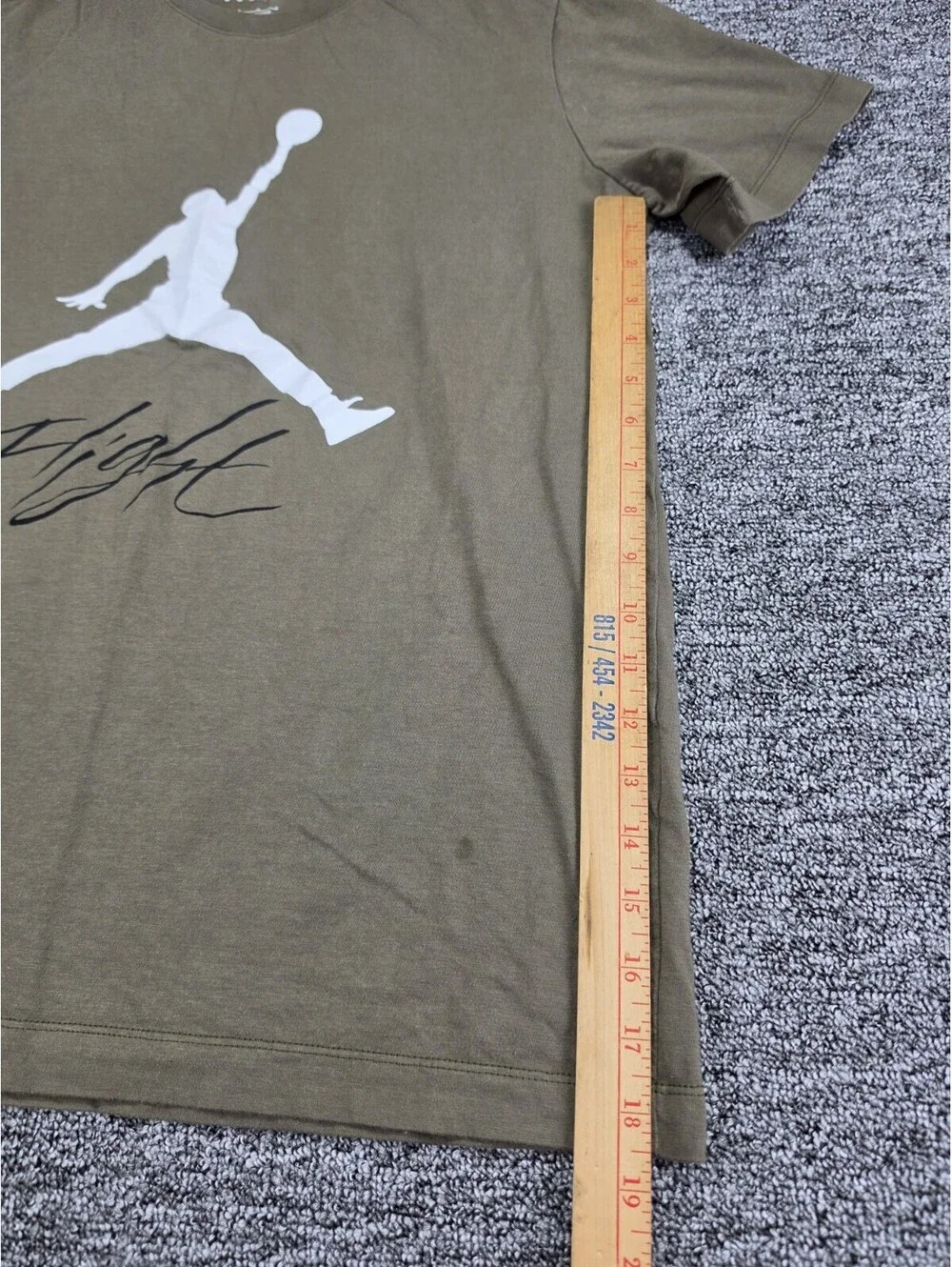 Jordan Flight Jumpman Graphic Logo Green Crew Neck Short Sleeve Cotton Tee L